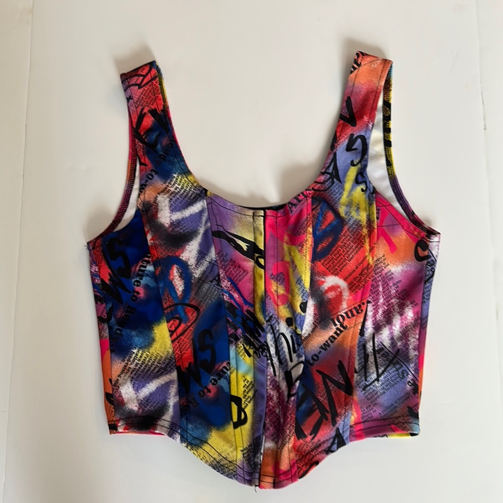 Two Hearts Crop Tank Top Corset